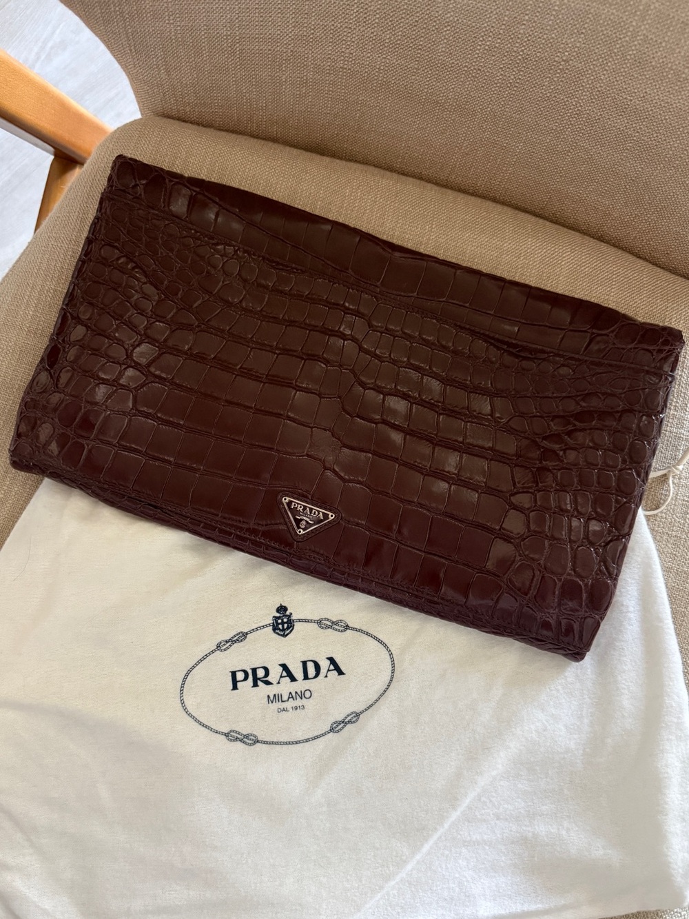 Prada Croc Leather Clutch